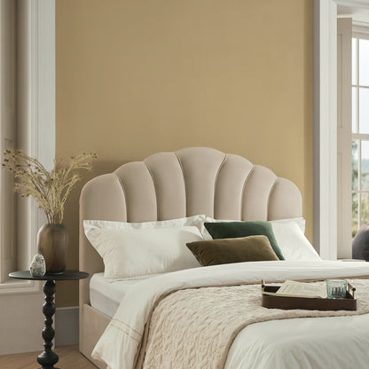 Lit coffre ottoman Hana, velours pierre chaud