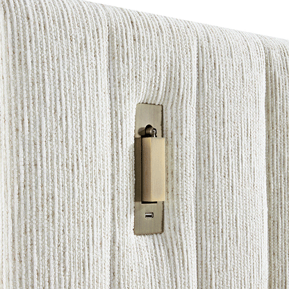 Lit coffre ottoman surdimensionné Tremezzo, tissu texturé beige