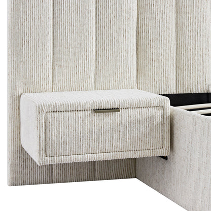 Lit coffre ottoman surdimensionné Tremezzo, tissu texturé beige