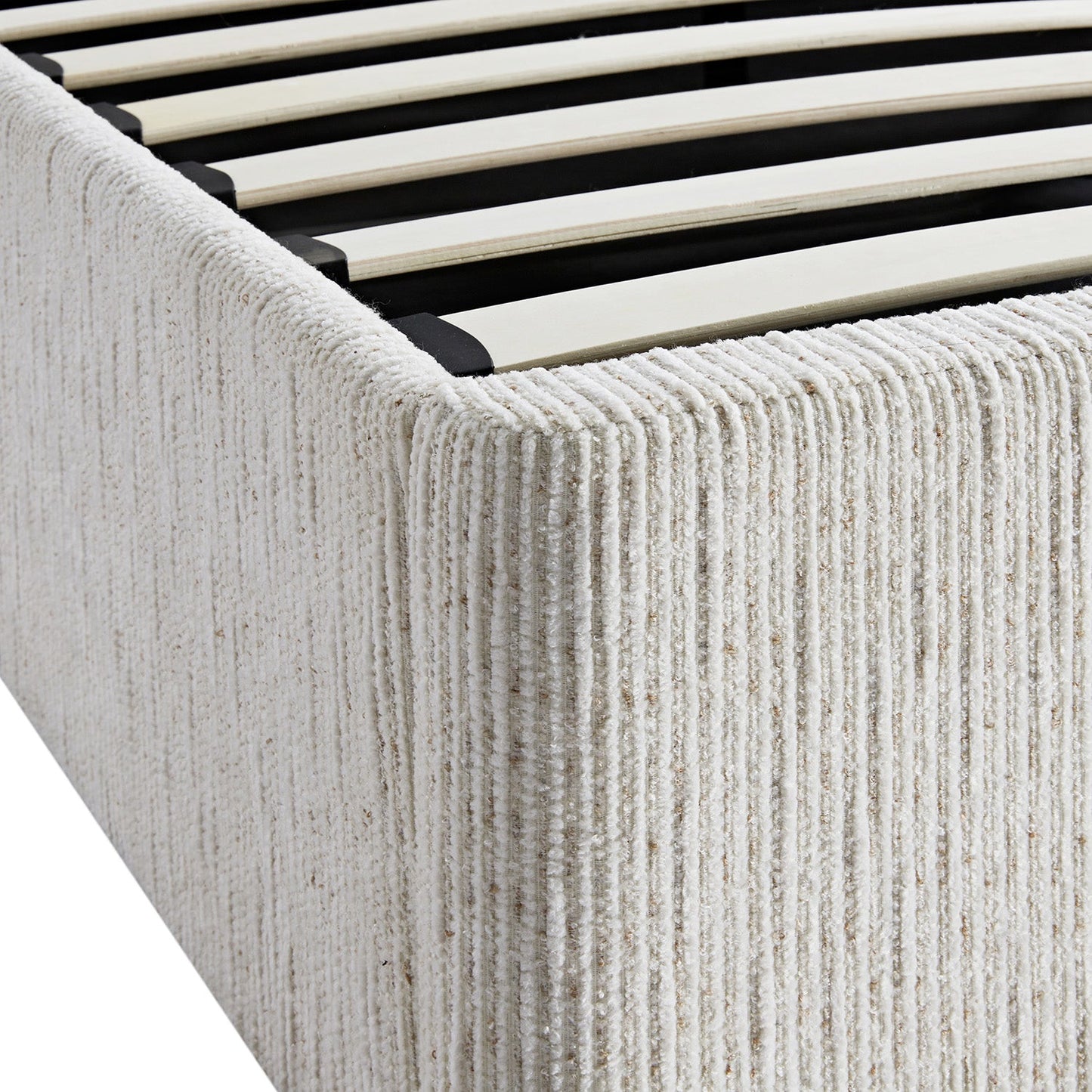 Lit coffre ottoman surdimensionné Tremezzo, tissu texturé beige