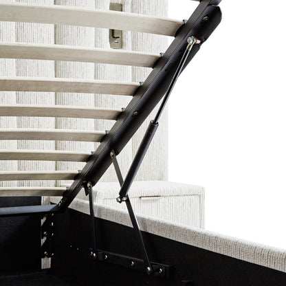 Lit coffre ottoman surdimensionné Tremezzo, tissu texturé beige