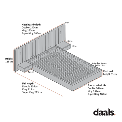 Lit coffre ottoman surdimensionné Tremezzo, tissu texturé beige