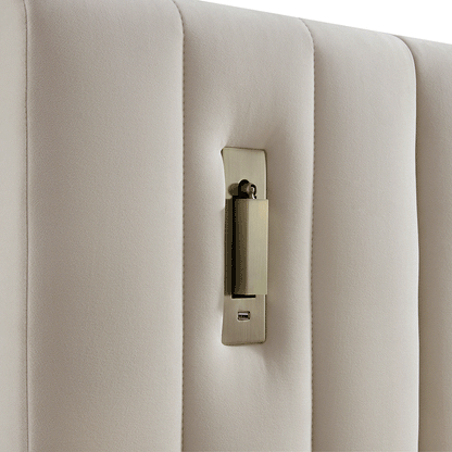 Lit coffre ottoman surdimensionné Tremezzo, velours champagne