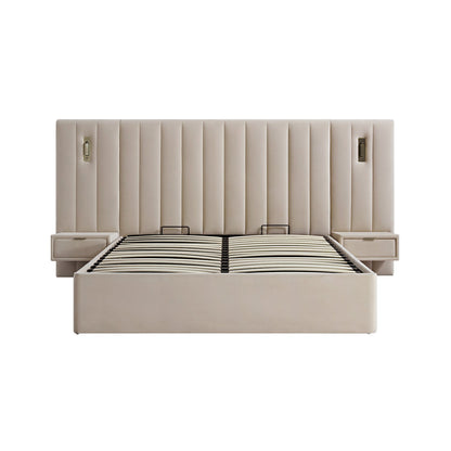 Lit coffre ottoman surdimensionné Tremezzo, velours champagne