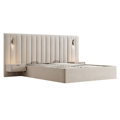 Lit coffre ottoman surdimensionné Tremezzo, velours champagne