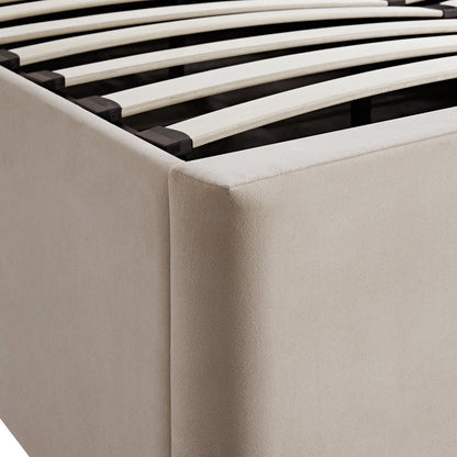 Lit coffre ottoman surdimensionné Tremezzo, velours champagne