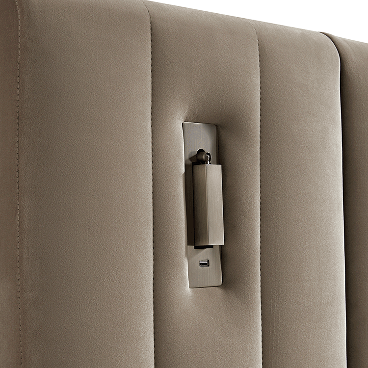 Lit coffre ottoman surdimensionné Tremezzo, velours taupe