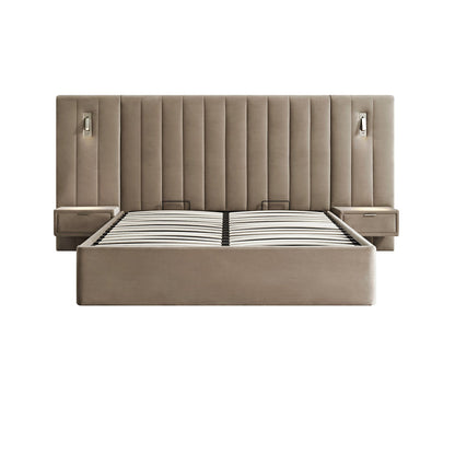 Lit coffre ottoman surdimensionné Tremezzo, velours taupe