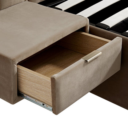 Lit coffre ottoman surdimensionné Tremezzo, velours taupe