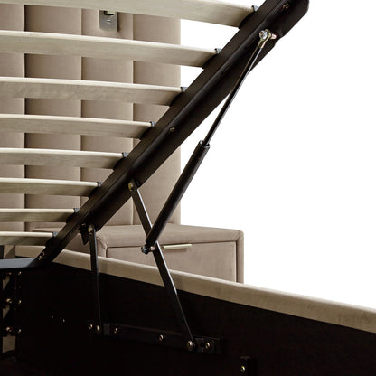 Lit coffre ottoman surdimensionné Tremezzo, velours taupe