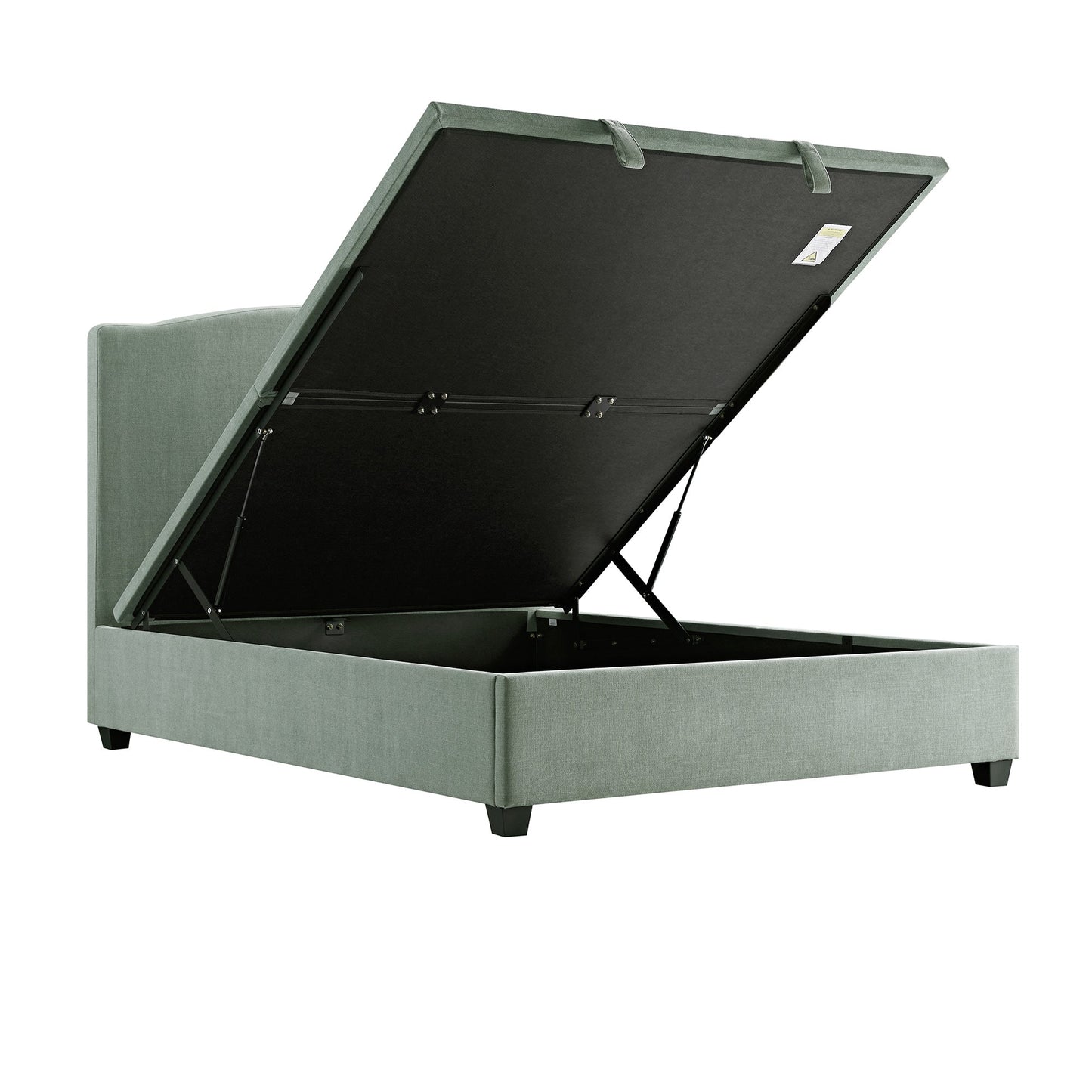 Lit ottoman rembourré Chilworth avec rangement, chenille vert d'eau