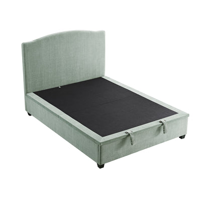 Lit ottoman rembourré Chilworth avec rangement, chenille vert d'eau