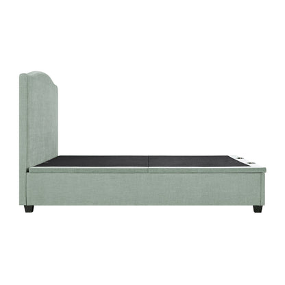 Lit ottoman rembourré Chilworth avec rangement, chenille vert d'eau