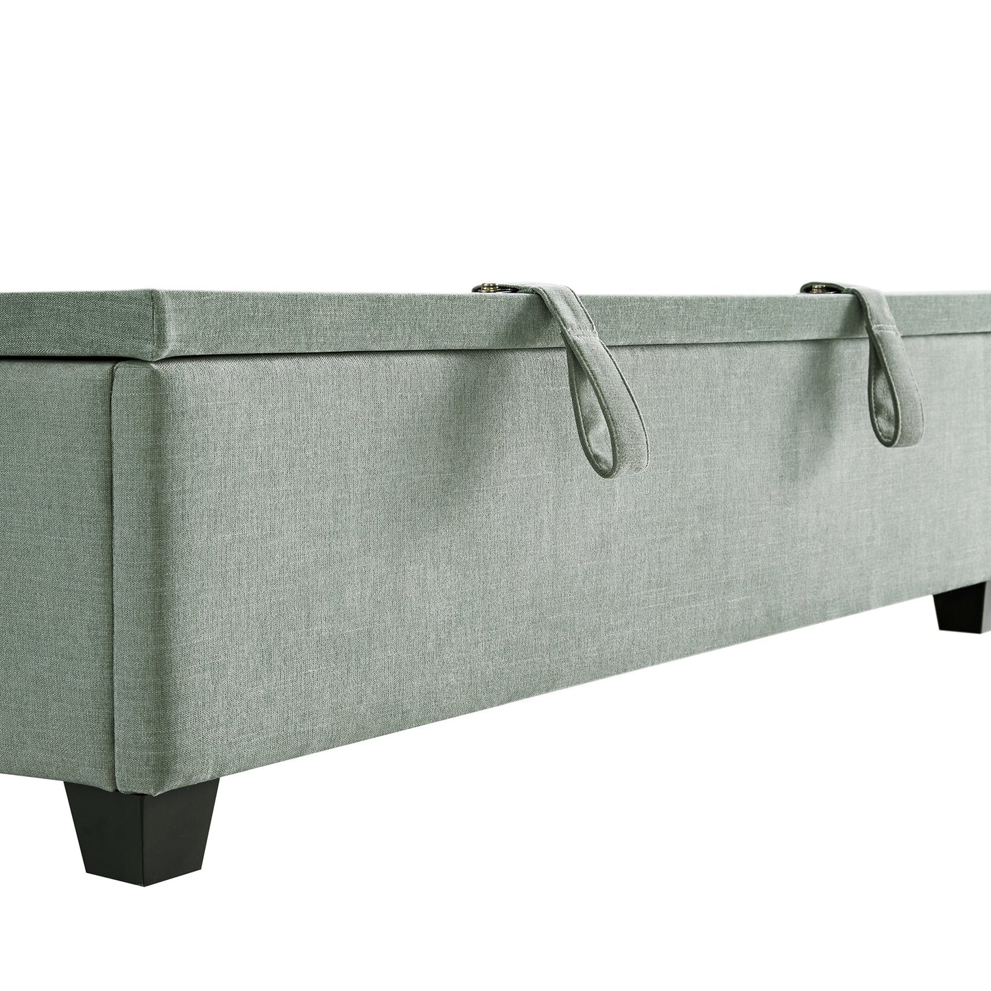 Lit ottoman rembourré Chilworth avec rangement, chenille vert d'eau
