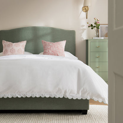 Lit ottoman rembourré Chilworth avec rangement, chenille vert d'eau