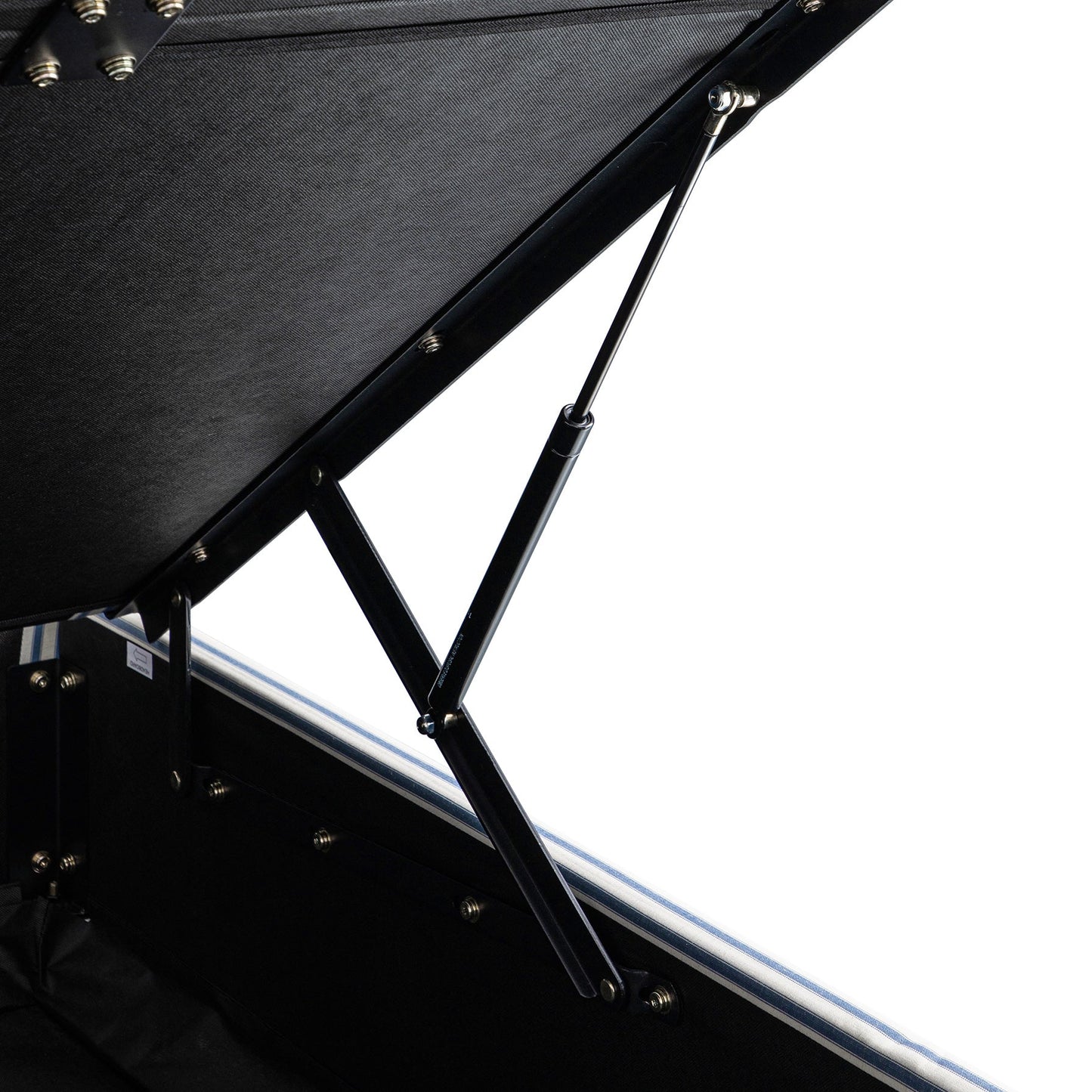 Lit ottoman rembourré Chilworth, mélange de lin à rayures bleues