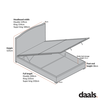Lit ottoman rembourré Chilworth avec rangement, chenille vert d'eau