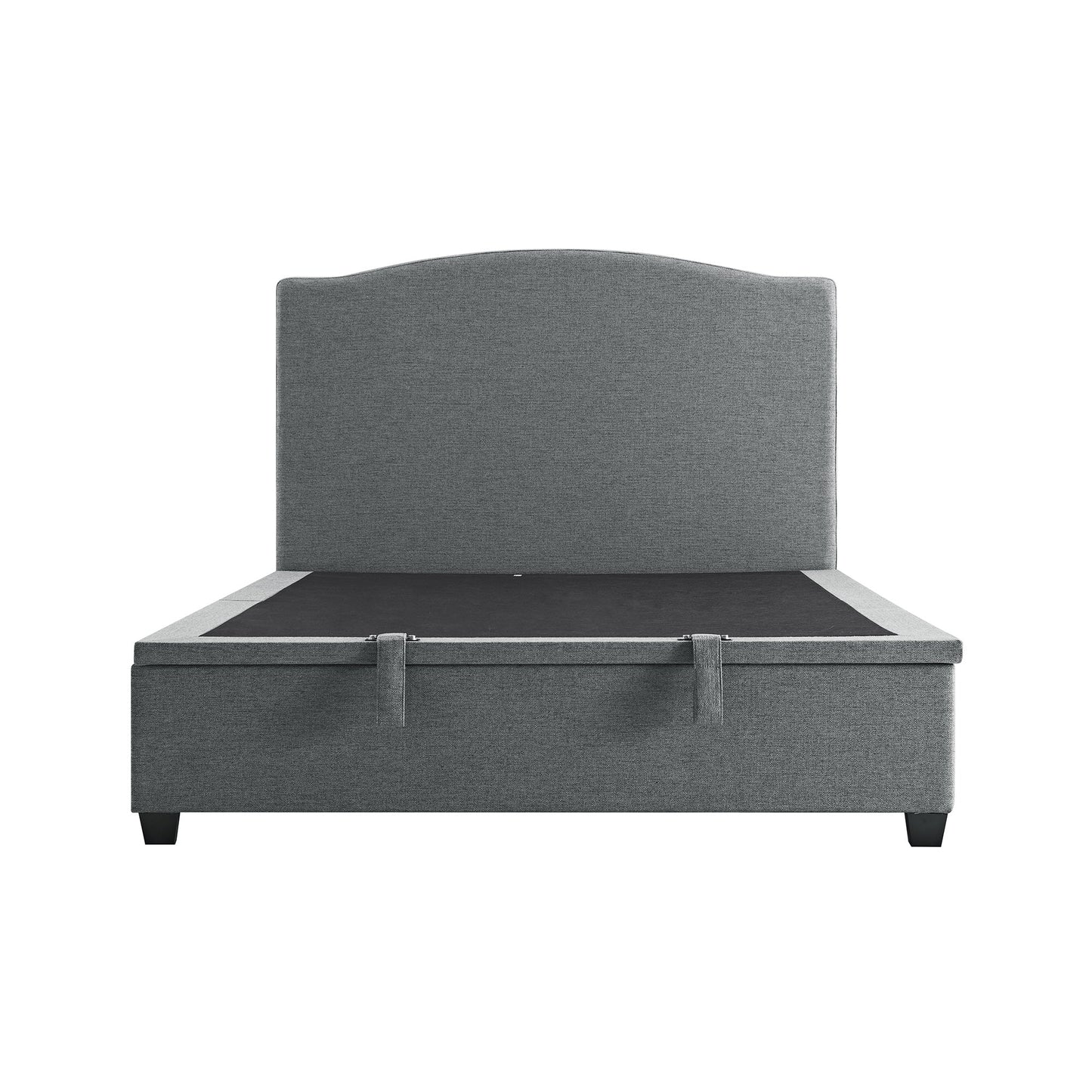 Lit ottoman rembourré Chilworth avec rangement, tissu tissé gris foncé