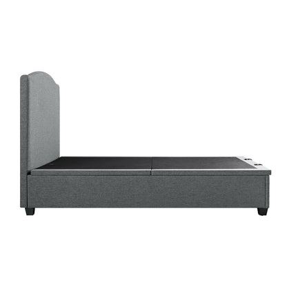 Lit ottoman rembourré Chilworth avec rangement, tissu tissé gris foncé