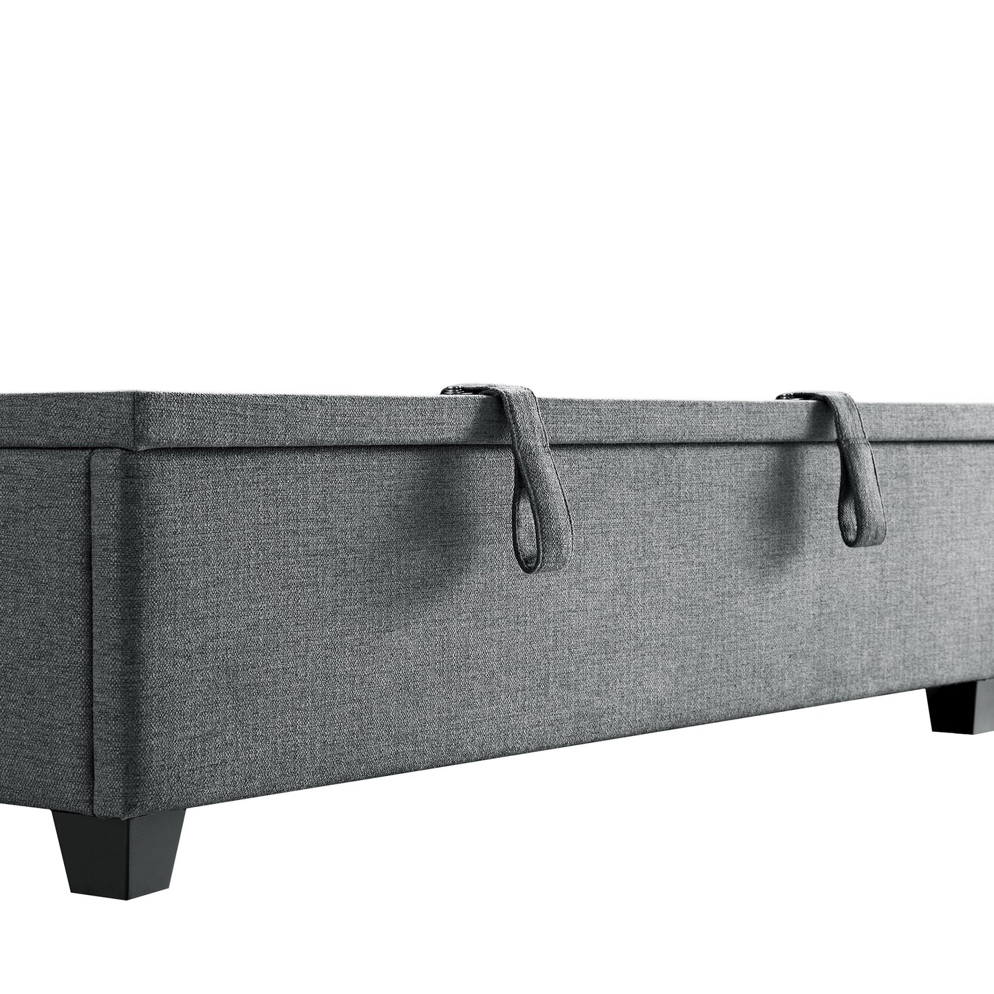 Lit ottoman rembourré Chilworth avec rangement, tissu tissé gris foncé