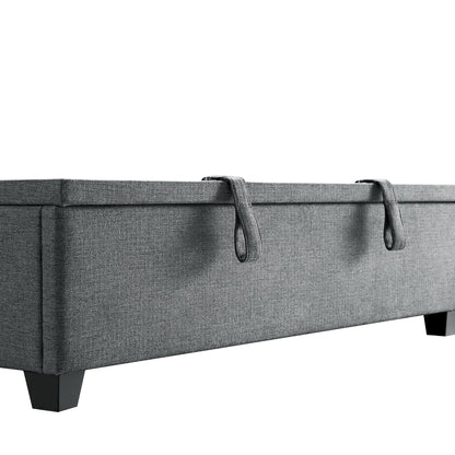 Lit ottoman rembourré Chilworth avec rangement, tissu tissé gris foncé