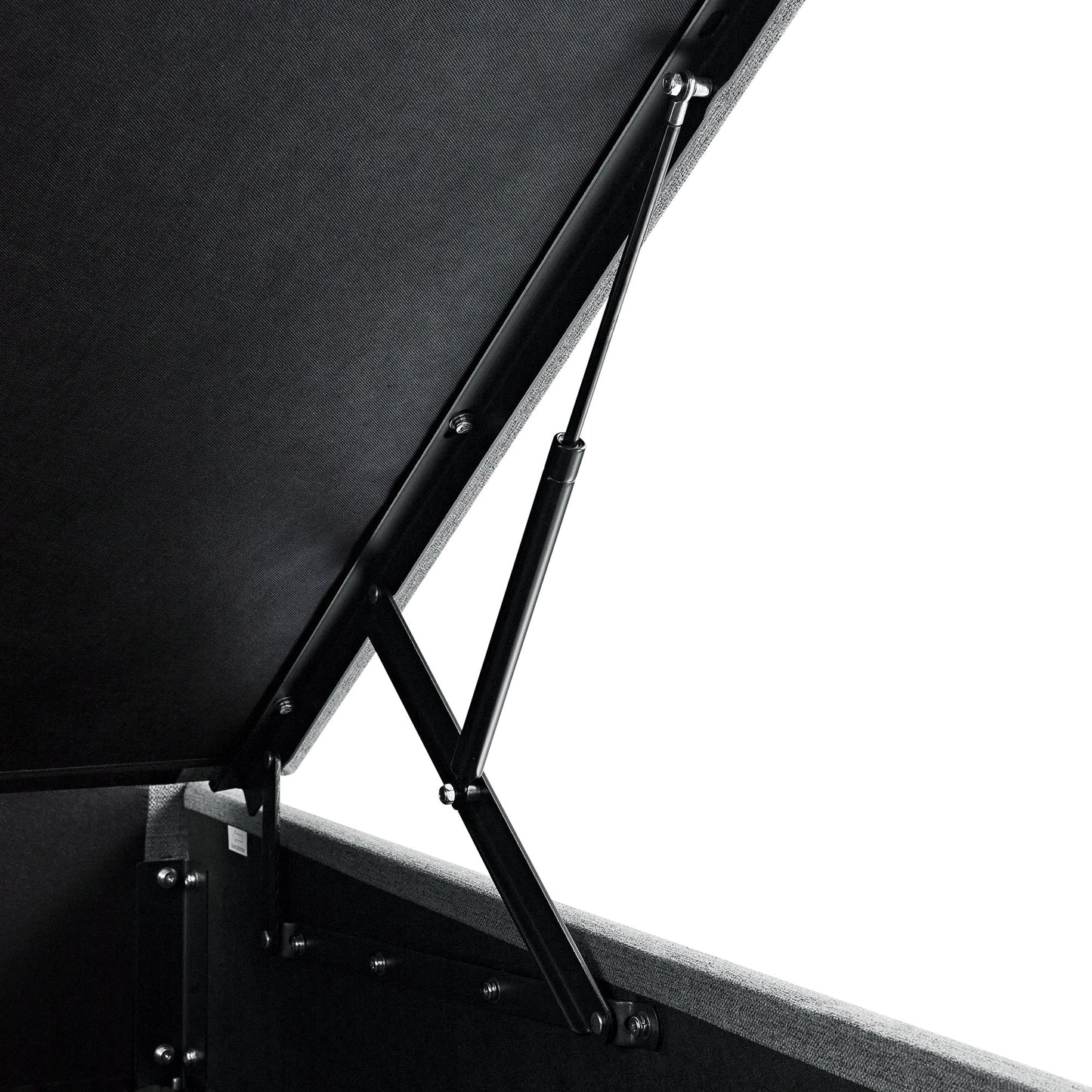 Lit ottoman rembourré Chilworth avec rangement, tissu tissé gris foncé