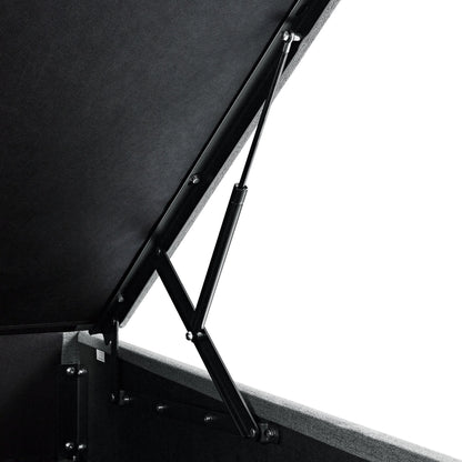 Lit ottoman rembourré Chilworth avec rangement, tissu tissé gris foncé