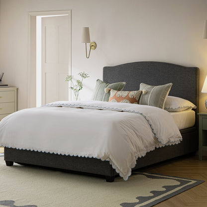 Lit ottoman rembourré Chilworth avec rangement, tissu tissé gris foncé