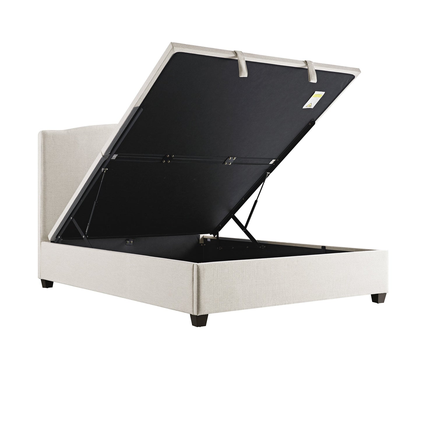 Lit ottoman de rangement rembourré Chilworth, tissu tissé ivoire