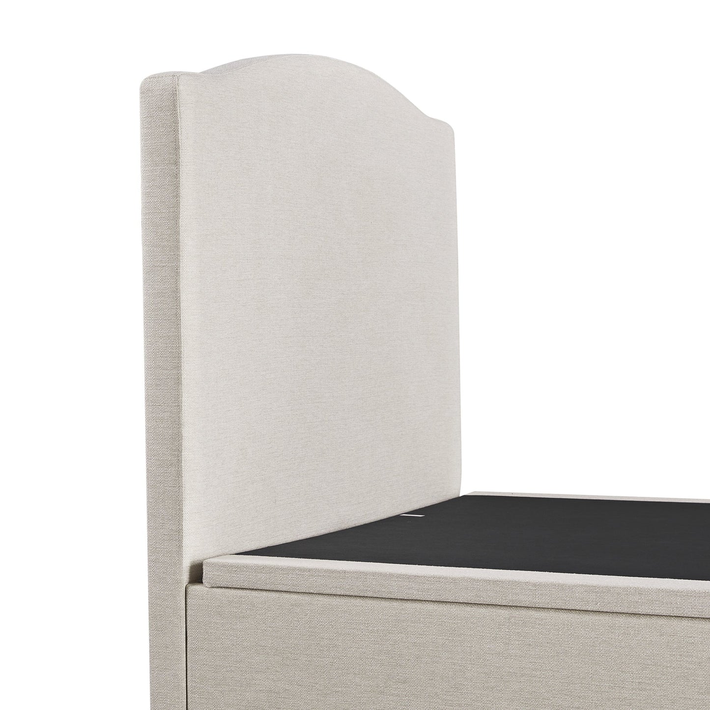 Lit ottoman de rangement rembourré Chilworth, tissu tissé ivoire