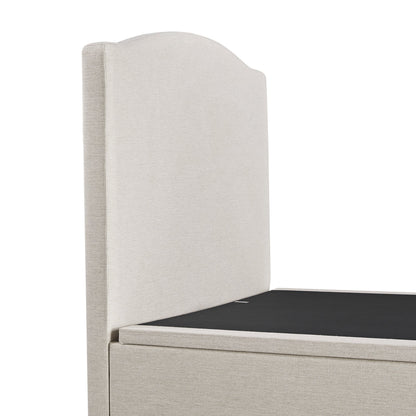 Lit ottoman de rangement rembourré Chilworth, tissu tissé ivoire