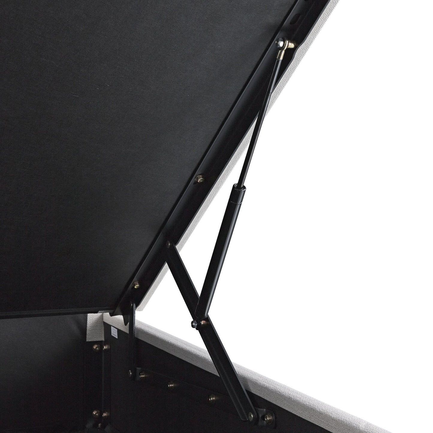 Lit ottoman de rangement rembourré Chilworth, tissu tissé ivoire