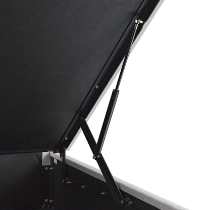 Lit ottoman de rangement rembourré Chilworth, tissu tissé ivoire