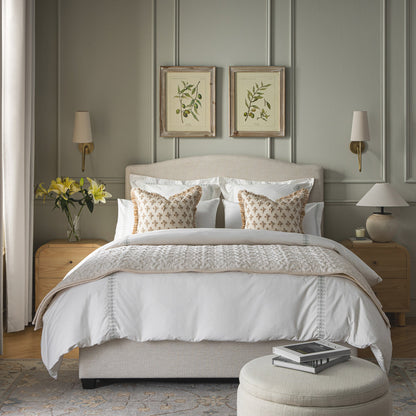 Lit ottoman de rangement rembourré Chilworth, tissu tissé ivoire