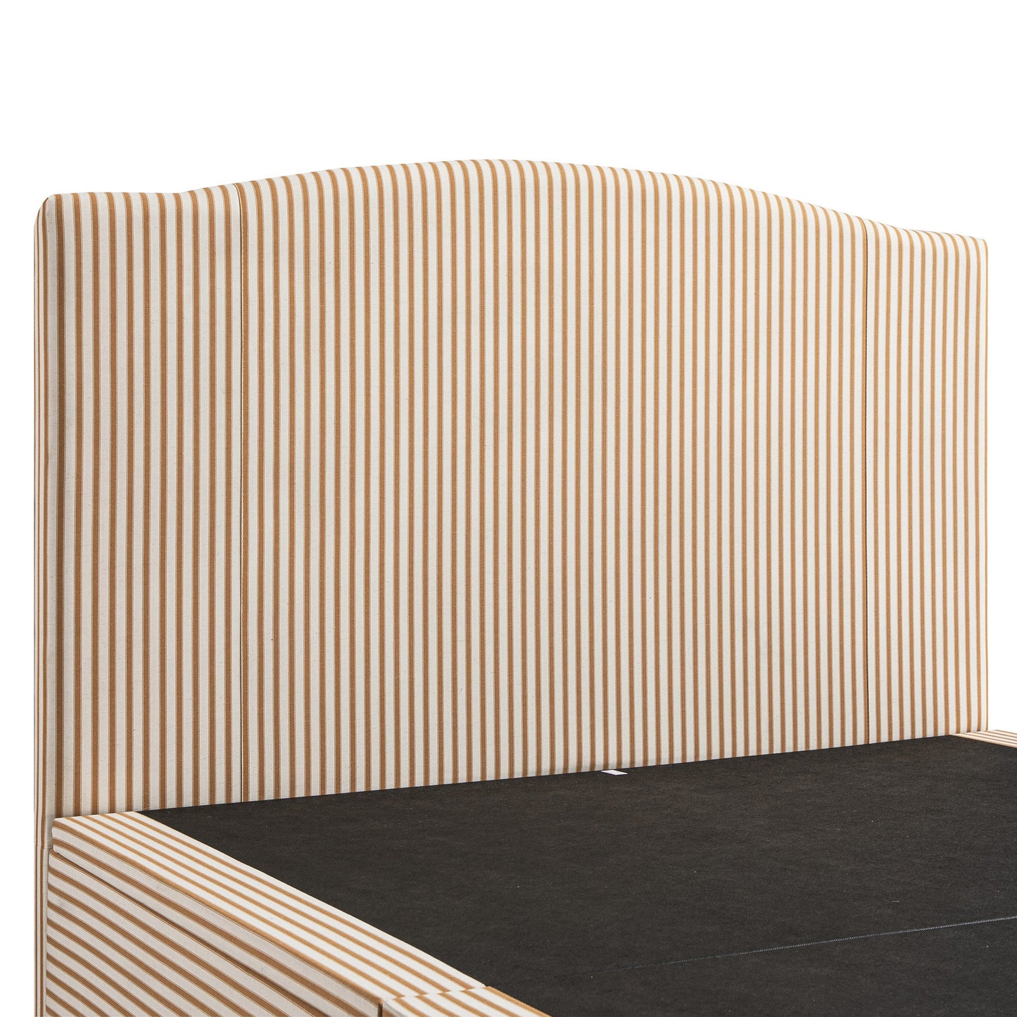 Lit coffre ottoman rembourré Chilworth, mélange de lin à rayures ocres