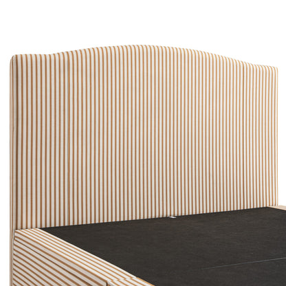 Lit coffre ottoman rembourré Chilworth, mélange de lin à rayures ocres