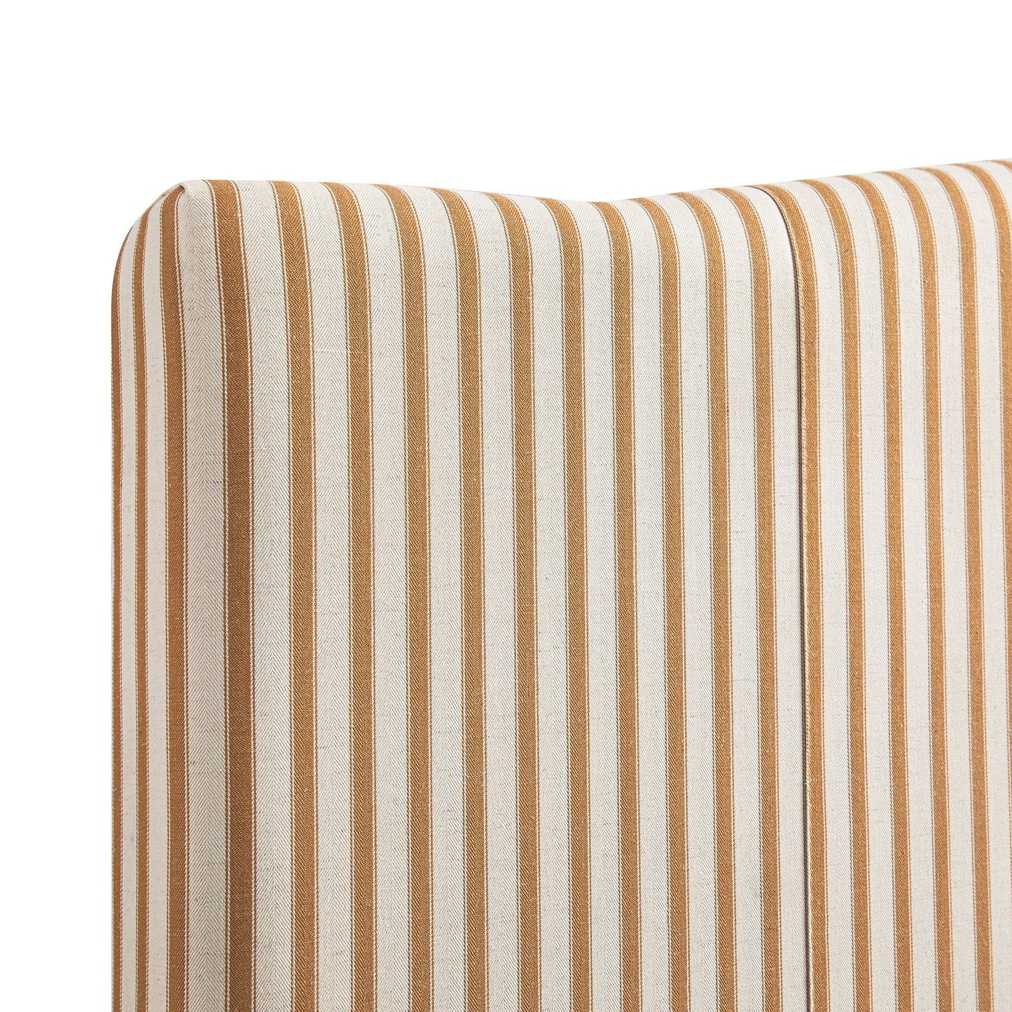 Lit coffre ottoman rembourré Chilworth, mélange de lin à rayures ocres