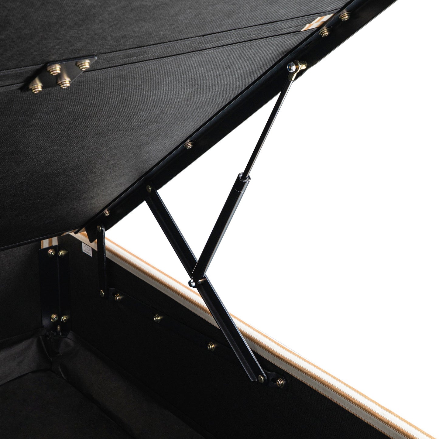 Lit coffre ottoman rembourré Chilworth, mélange de lin à rayures ocres