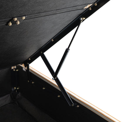 Lit coffre ottoman rembourré Chilworth, mélange de lin à rayures ocres