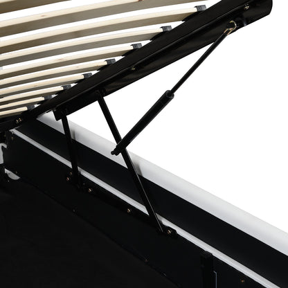 Cadre de lit ottoman Buxton en similicuir avec ouverture latérale et bande lumineuse LED multicolore (PU blanc)