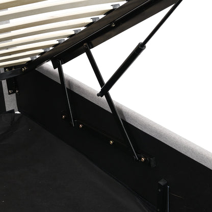 Cadre de lit ottoman Pimlico avec tête de lit à LED multicolore (tissu gris)