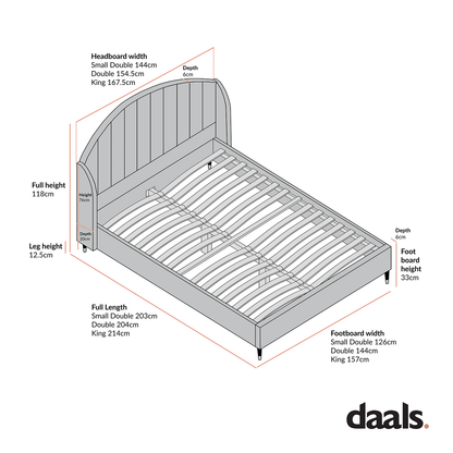 Cadre de lit rembourré Eleanor White Boucle avec tête de lit bombée