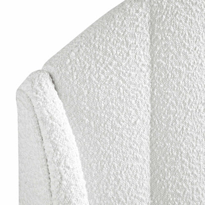 Cadre de lit rembourré Eleanor White Boucle avec tête de lit bombée