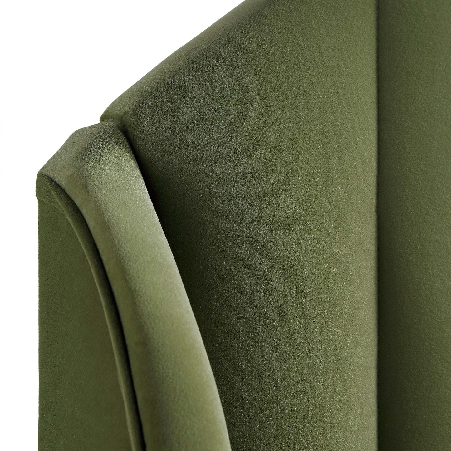 Cadre de lit rembourré en velours vert Eleanor Moss avec tête de lit bombée