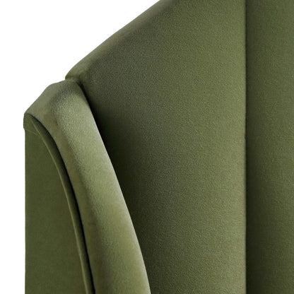 Cadre de lit rembourré en velours vert Eleanor Moss avec tête de lit bombée