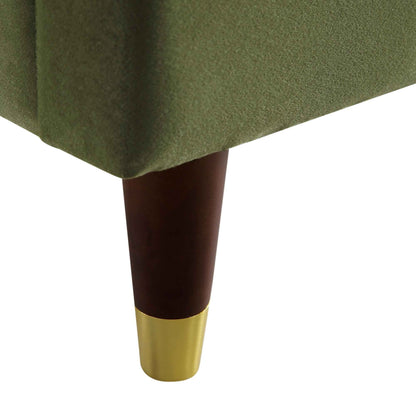 Cadre de lit rembourré en velours vert Eleanor Moss avec tête de lit bombée