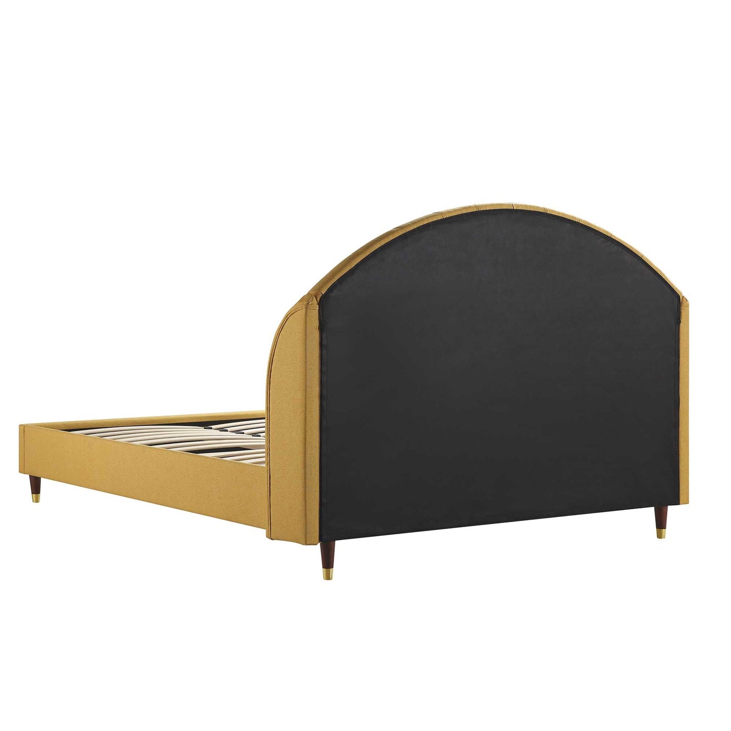 Cadre de lit rembourré en tissu jaune tournesol Eleanor avec tête de lit bombée