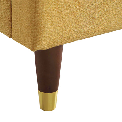 Cadre de lit rembourré en tissu jaune tournesol Eleanor avec tête de lit bombée