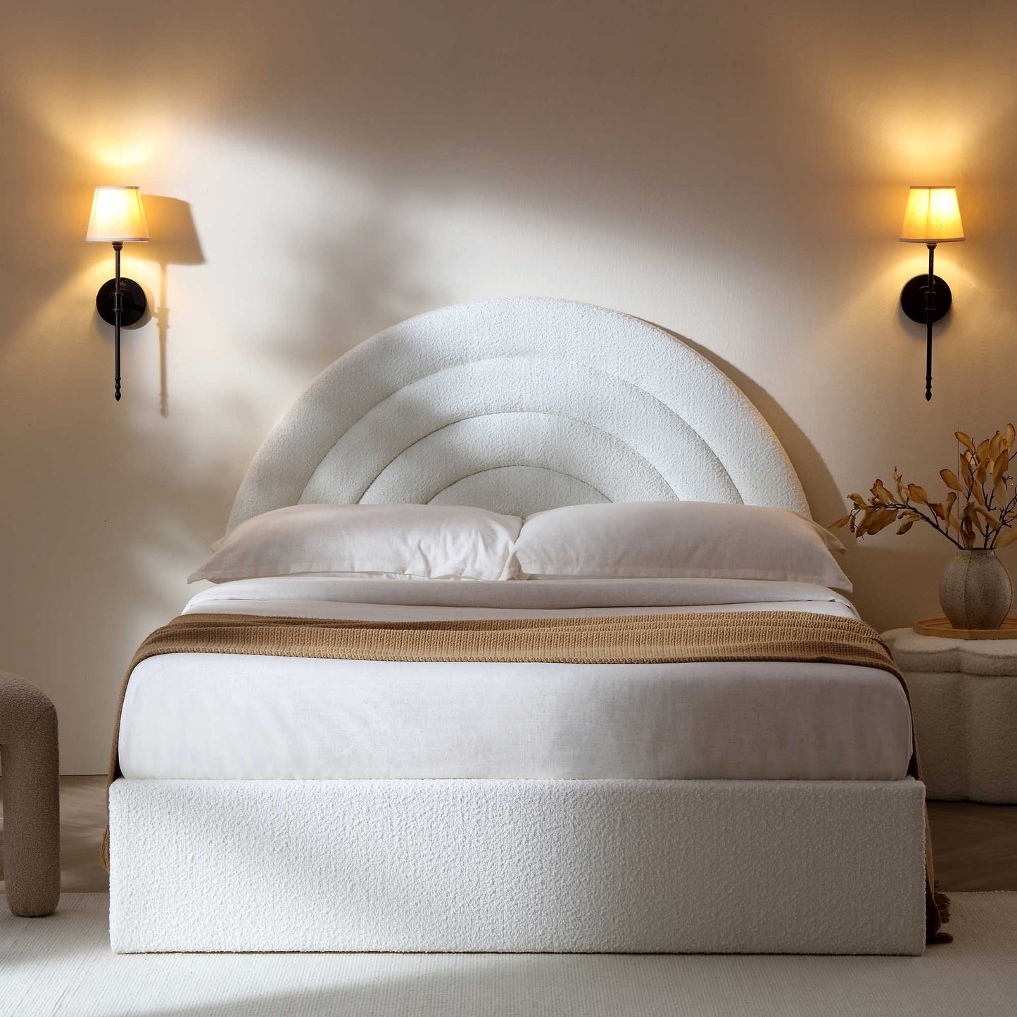 Lit de rangement ottoman Archer White Boucle