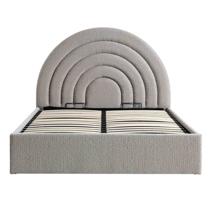 Lit coffre ottoman Archer gris bouclé